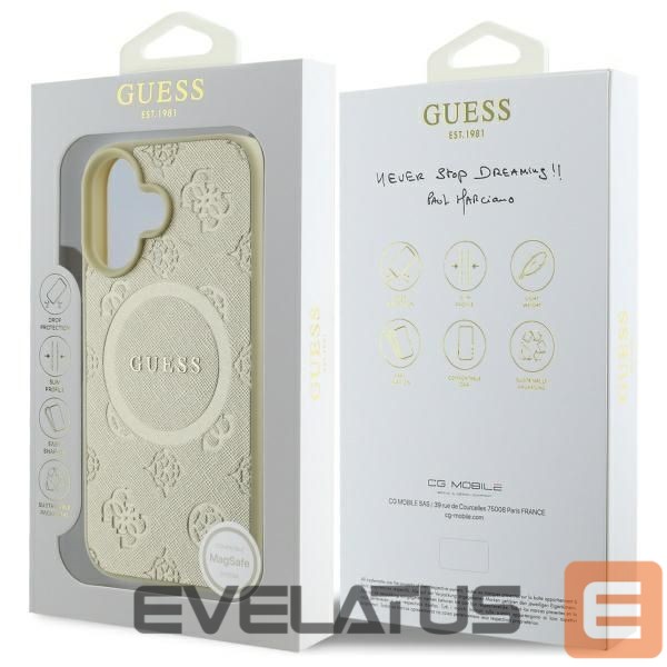 Tagakaaned Guess Guess Saffiano Peony Classic Logo MagSafe case for iPhone 16 - gold