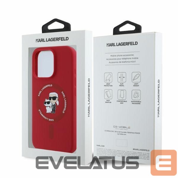 Aizmugurējais vāciņš Karl Lagerfeld Karl Lagerfeld Silicone Karl&Choupette Heads MagSafe Case for iPhone 16 Pro Max - Pink