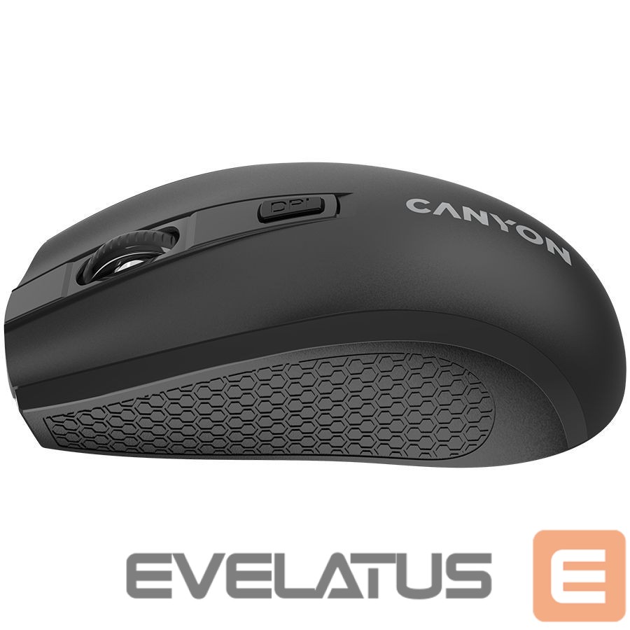 Computer mouse Canyon CANYON MW-7, 2.4Ghz wireless mouse, 6 buttons, DPI 800/1200/1600, with 1 AA battery ,size 110*60*37mm,58g,black
