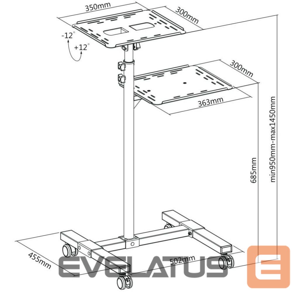 Ekrano apsauga Techly TECHLY Universal Adjustable Trolley