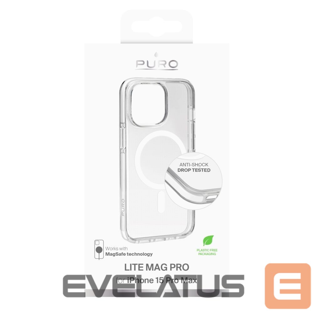 Back panel cover Puro Puro Lite Mag Pro MagSafe Silicone Case for iPhone 15 Pro Max - Transparent