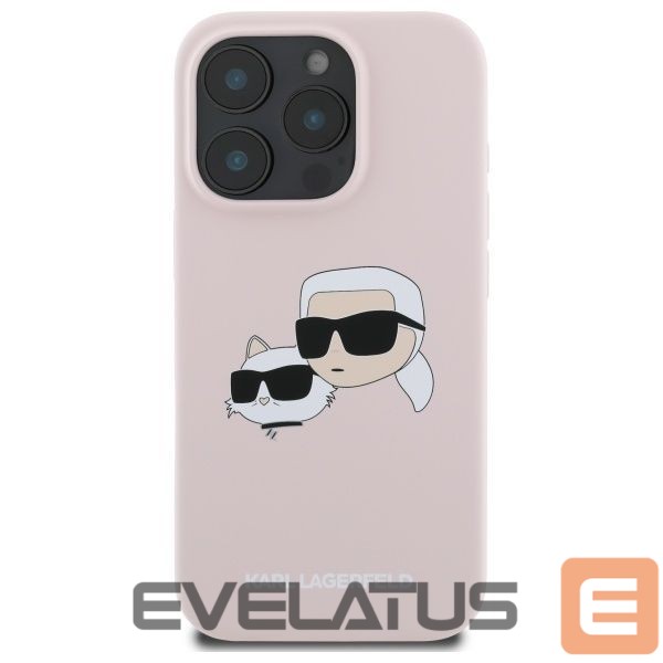 Tagakaaned Karl Lagerfeld Karl Lagerfeld Silicone Nauble Heads Print MagSafe Case for iPhone 16 Pro Max - Pink