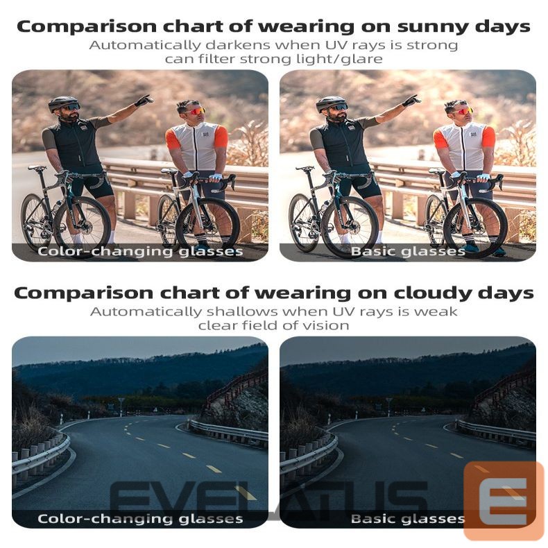 Citas preces Rockbros Rockbros Cycling Glasses Photochromic, with UV Protection and Corrective Insert - Transparent Black