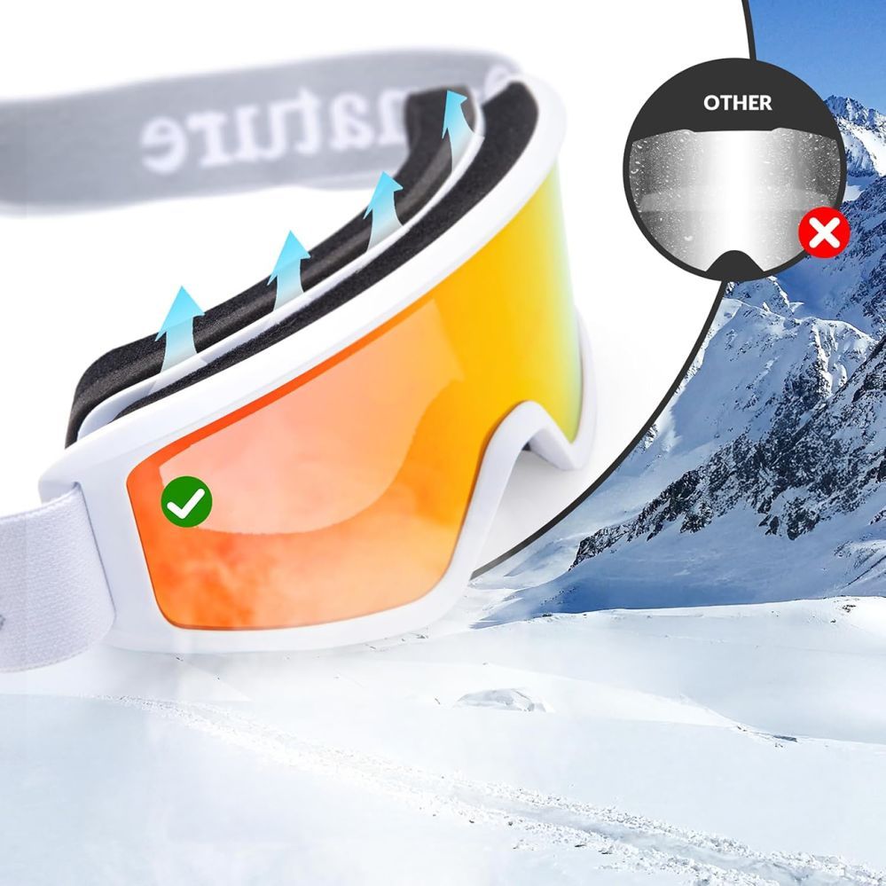 Citas preces Qunature Qunature White Ski Goggles for Adults - White