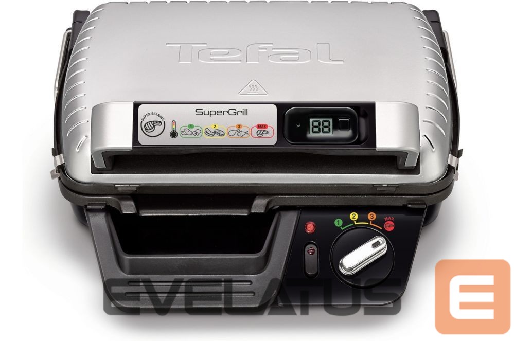 Table grill TEFAL SuperGrill Timer Multipurpose grill GC451B12 Contact, 2000 W, Stainless steel
