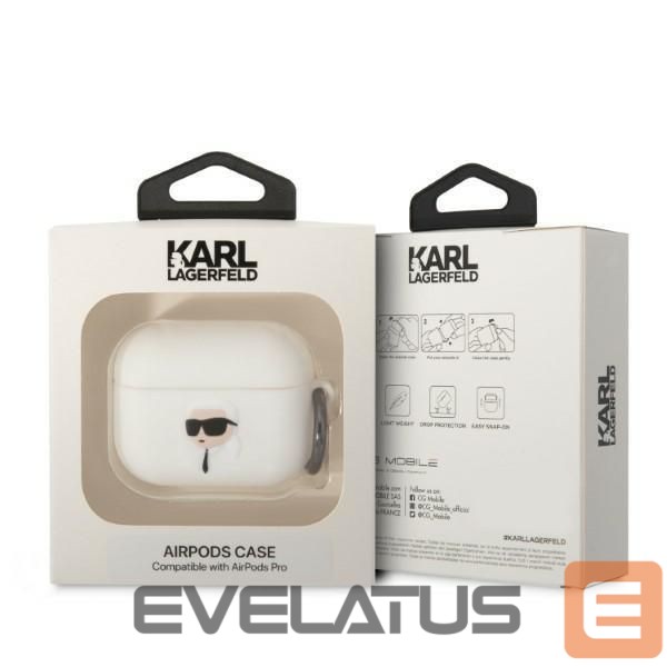 Bezvadu austiņas Karl Lagerfeld Karl Lagerfeld KLAPRUNIKH AirPods Pro cover white/white Silicone Karl Head 3D