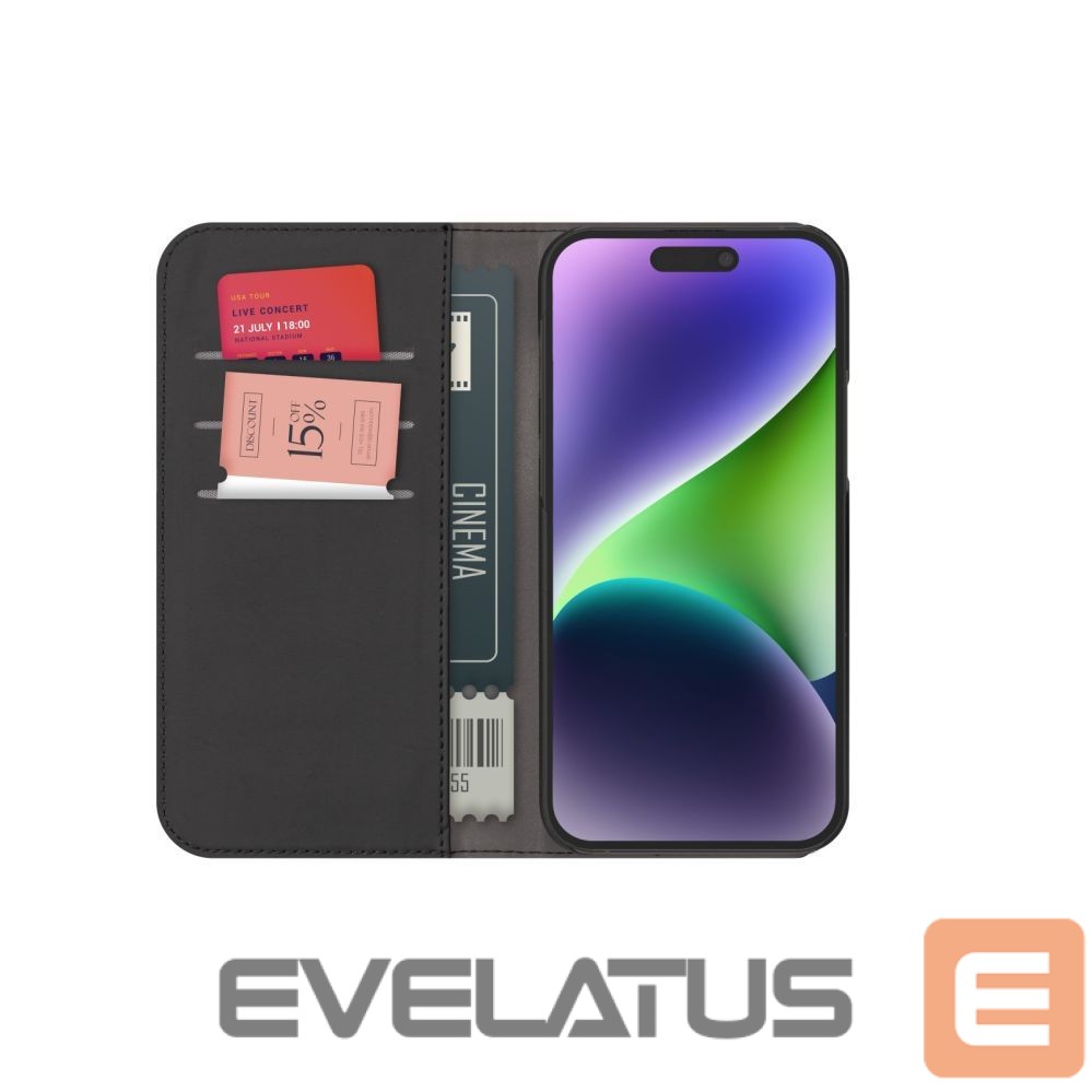 Back panel cover Puro Puro Wallet Detachable MagSafe 2in1 PU Leather Case with Flap and Wallet for iPhone 15 Pro Max - Black