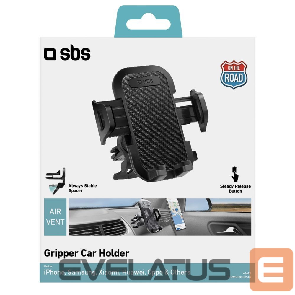 Auto holder SBS SBS TEHWSUPCLIPSTG smartphone holder for air vent, with reinforced jaws - black
