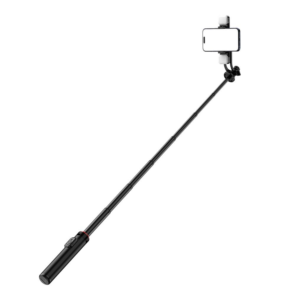 Camera accessory Hurtel Selfie stick WC12YDS 1.3m aluminum alloy telescopic tripod with dual lamp and phone holder - black