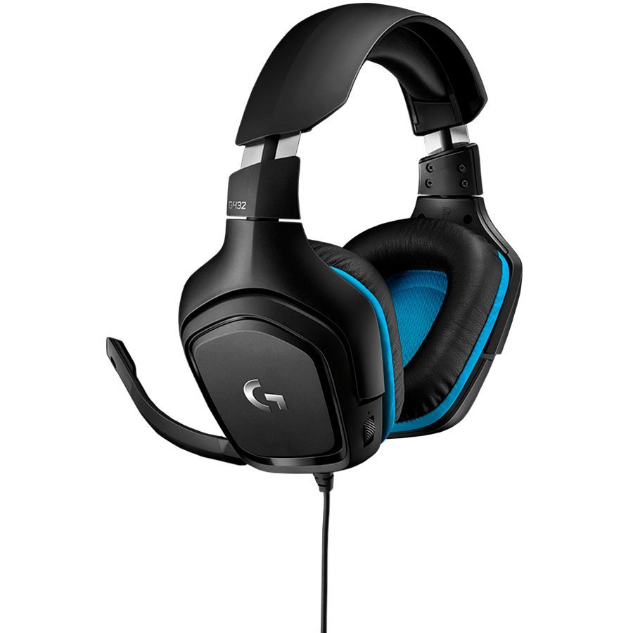 Headphone with microphone Logitech LOGITECH G432 Wired Gaming Headset 7.1 - LEATHERETTE - BLACK/BLUE - USB