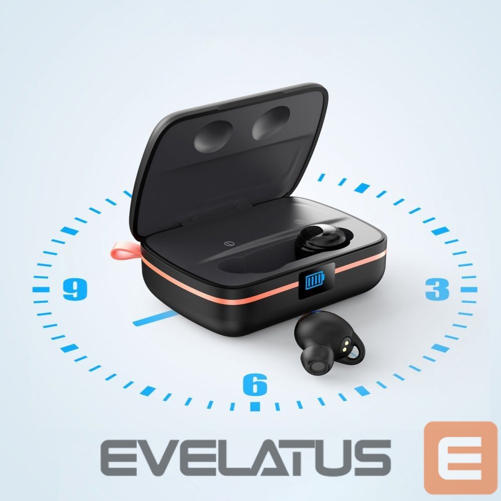 juhtmega kõlarid Choetech Choetech TWS wireless headphones waterproof with solar panel and built-in 2500mAh powerbank black (BH-T05)