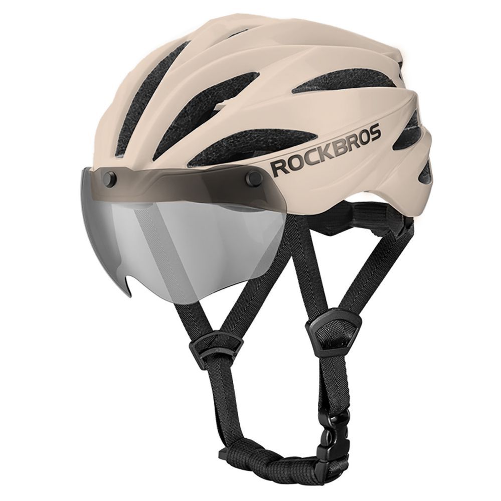 Bicycle accessory Rockbros Rockbros Bike Helmet with Visor, Detachable UV Protective Goggles, Unisex - Brown