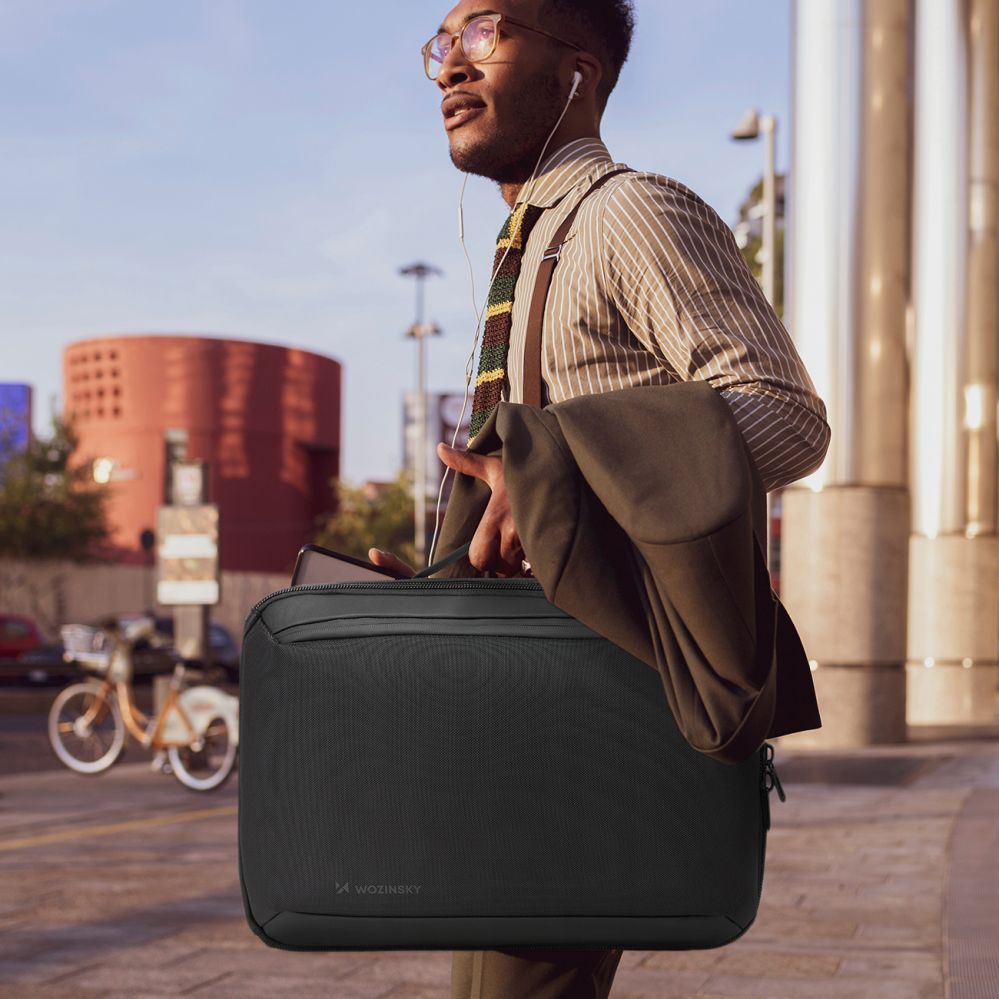 Somas un mugursomas Wozinsky Wozinsky Premium 15.6'' Laptop Backpack/Bag with Strap - Black