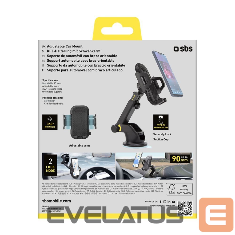 Auto holder SBS SBS TEHWSUPWIND smartphone holder telescopic with suction cup - black