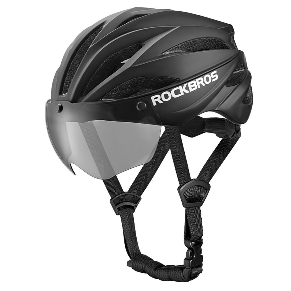 Bicycle accessory Rockbros Rockbros Bike Helmet with Visor, Detachable UV Protective Goggles, Unisex - Black/Brown