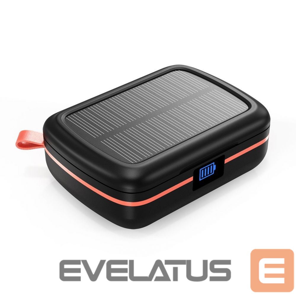 juhtmega kõlarid Choetech Choetech TWS wireless headphones waterproof with solar panel and built-in 2500mAh powerbank black (BH-T05)