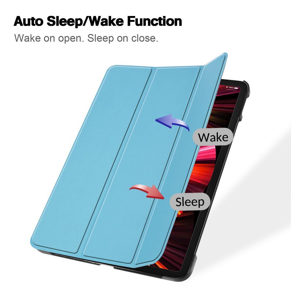 Kaaned iLike iPad Pro 11 4th Gen Tri-Fold Eco-Leather Stand Case Sky Blue