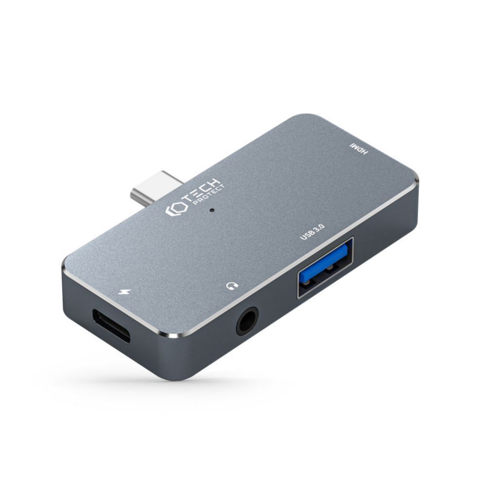 Other Computer Accessory Tech-Protect HUB Tech-Protect V6 4in1 USB-C - USB-A 3.0 / USB-C PD100W / HDMI / mini jack 3.5mm - gray