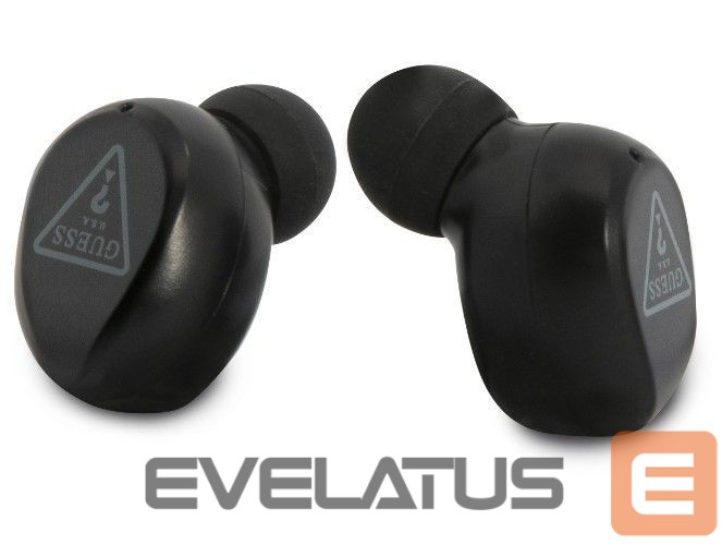 Bezvadu austiņas Guess True Wireless Triangle Logo BT5.0 Stereo Earphones Black
