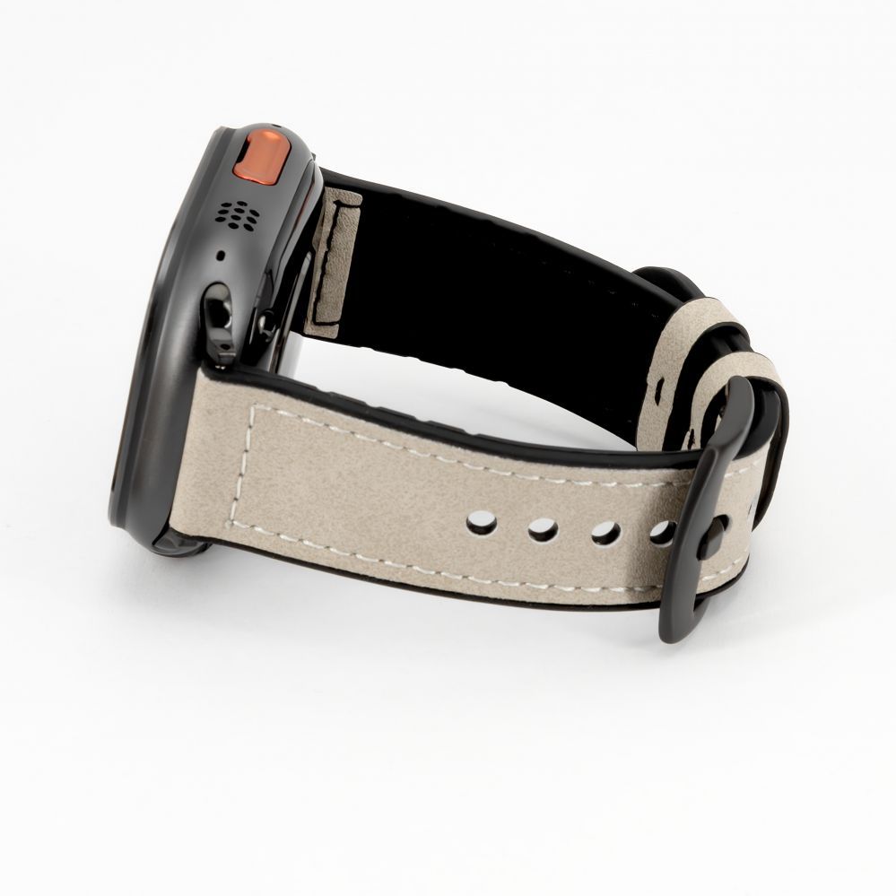 Rihm Connect Watch 42/44/45mm Silicone patch Leather Watch Strap (132mm M/L) White