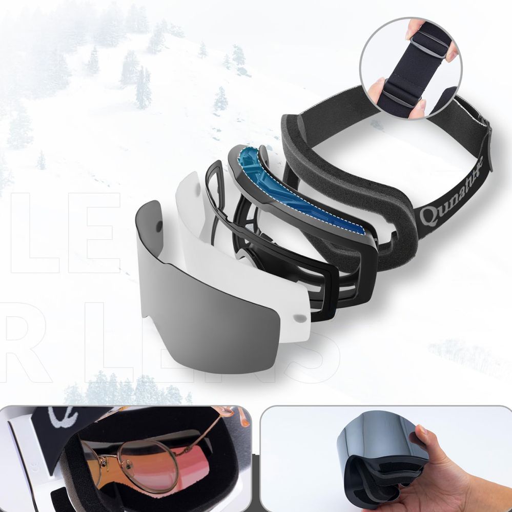 Citas preces Qunature Qunature Black Frameless Ski Goggles - Black