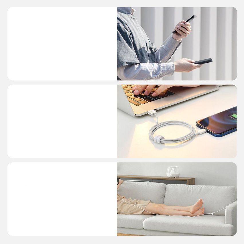 Kabelis Baseus Baseus Superior USB - Lightning 2.4A 2 m cable White (CALYS-C02)