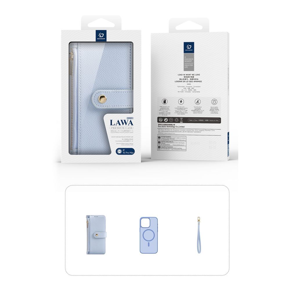 Back panel cover Dux Ducis Dux Ducis Lawa Leather Case for iPhone 15 Pro - Blue