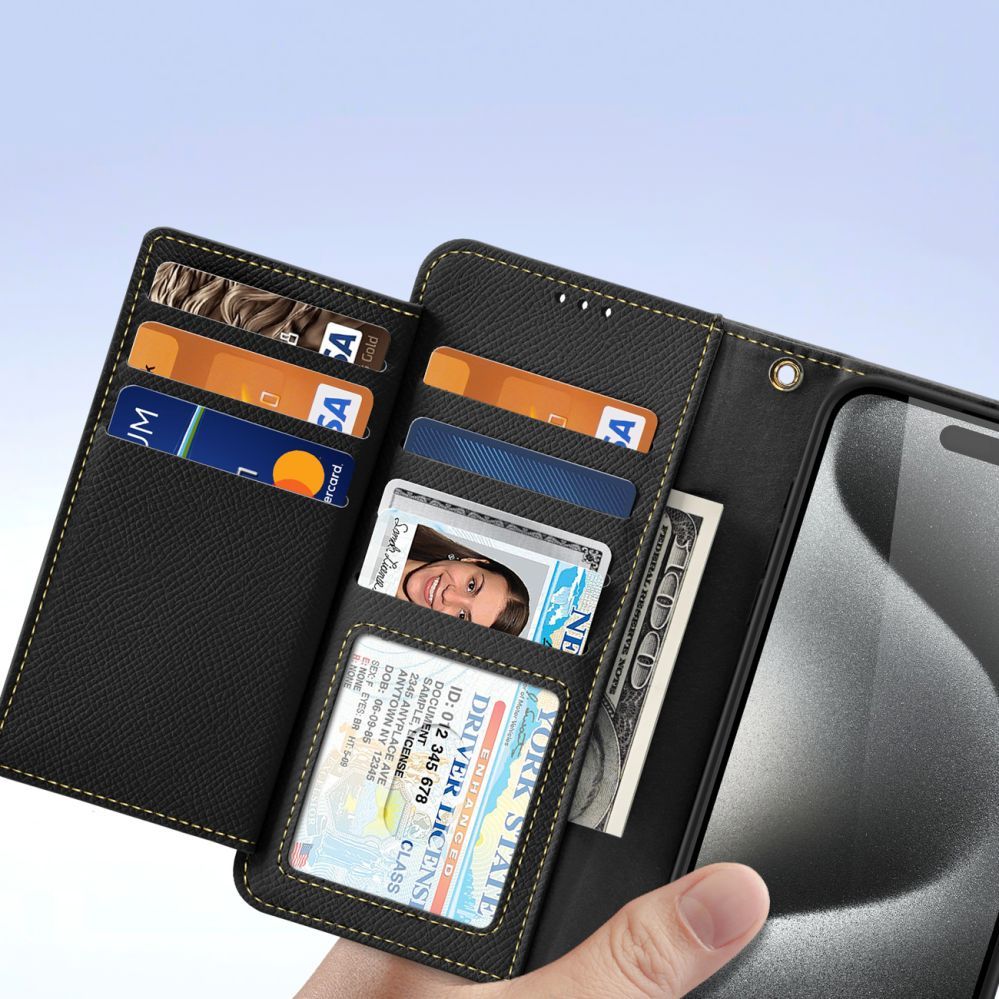 Back panel cover Dux Ducis Dux Ducis Lawa Leather Case for iPhone 15 Pro - Black