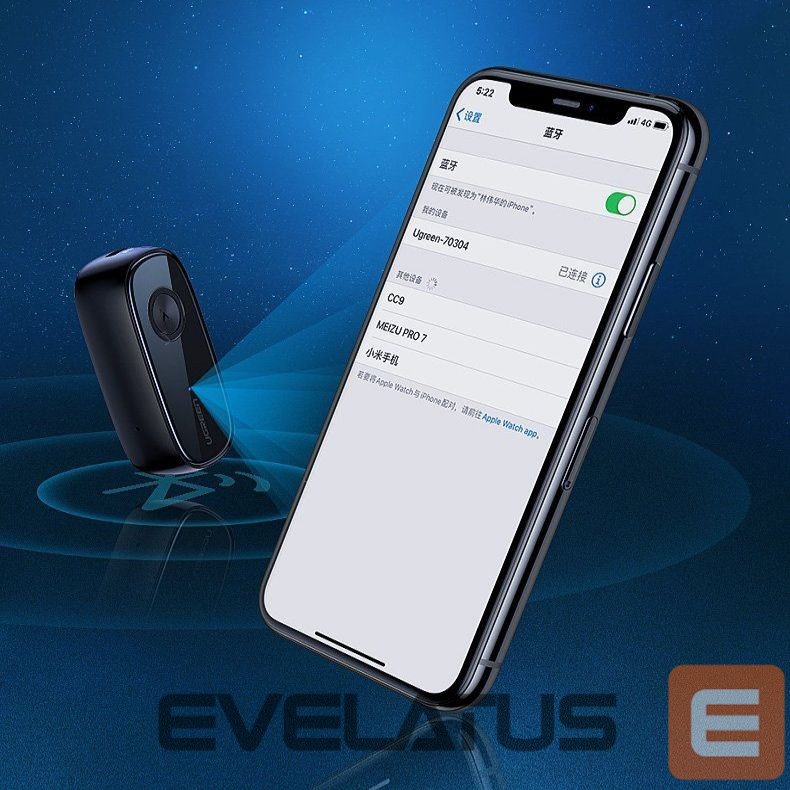 Kõrvaklapid Ugreen Ugreen Bluetooth 5.0 audio receiver AUX aptX, aptX LL mini headphone jack black (70304)