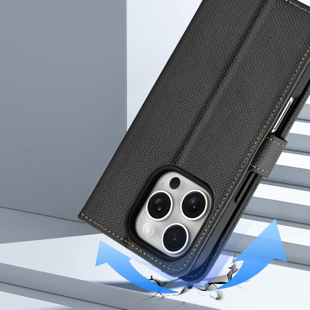 Back panel cover Dux Ducis Dux Ducis Lawa Leather Case for iPhone 16 Pro - Black