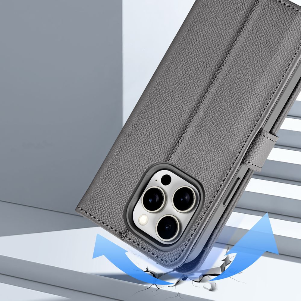 Back panel cover Dux Ducis Dux Ducis Lawa Leather Case for iPhone 15 Pro Max - Gray