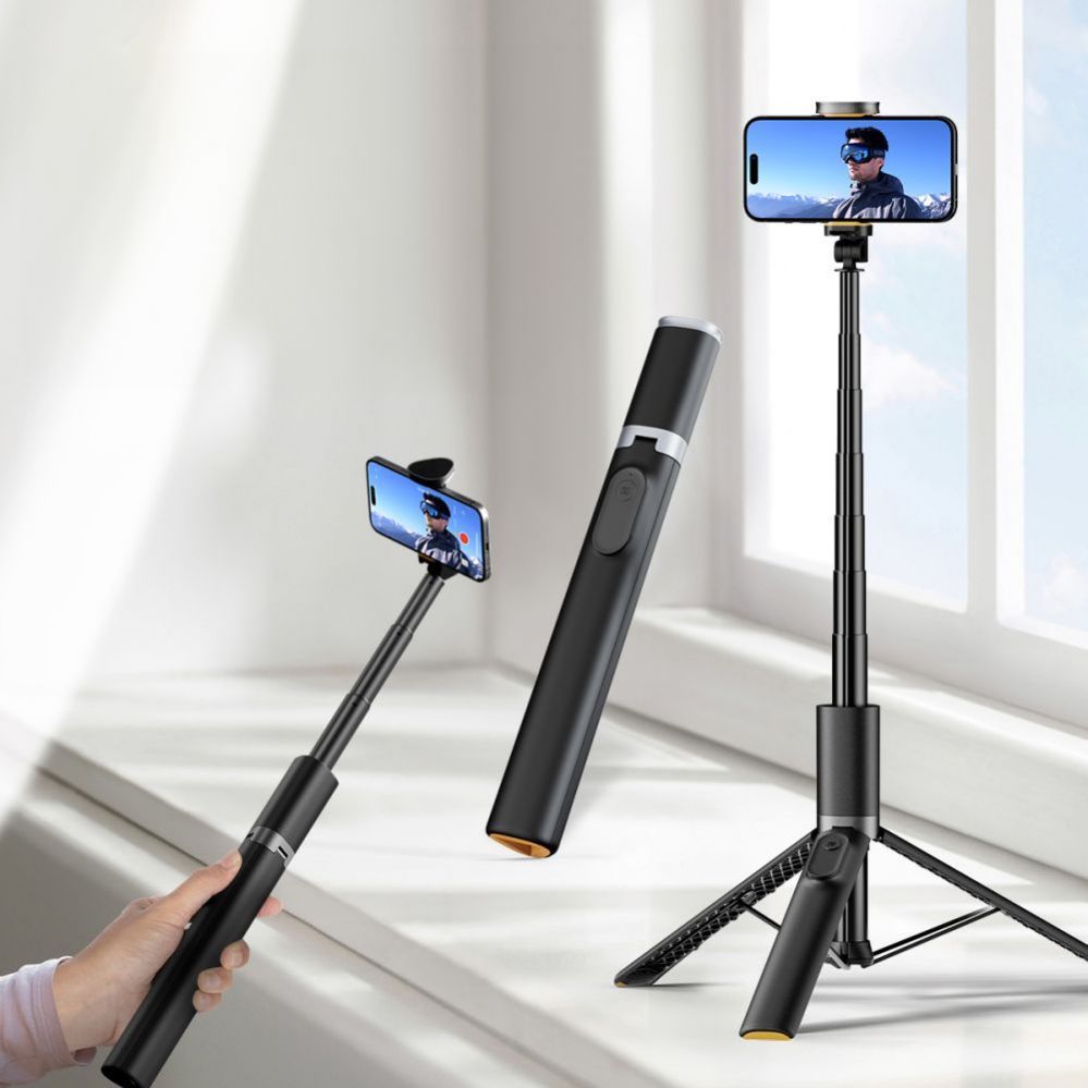 Kaameratarvik Tech-Protect Tech-Protect L08S Bluetooth Selfie Stick with Remote Control, Tripod up to 141cm - Black