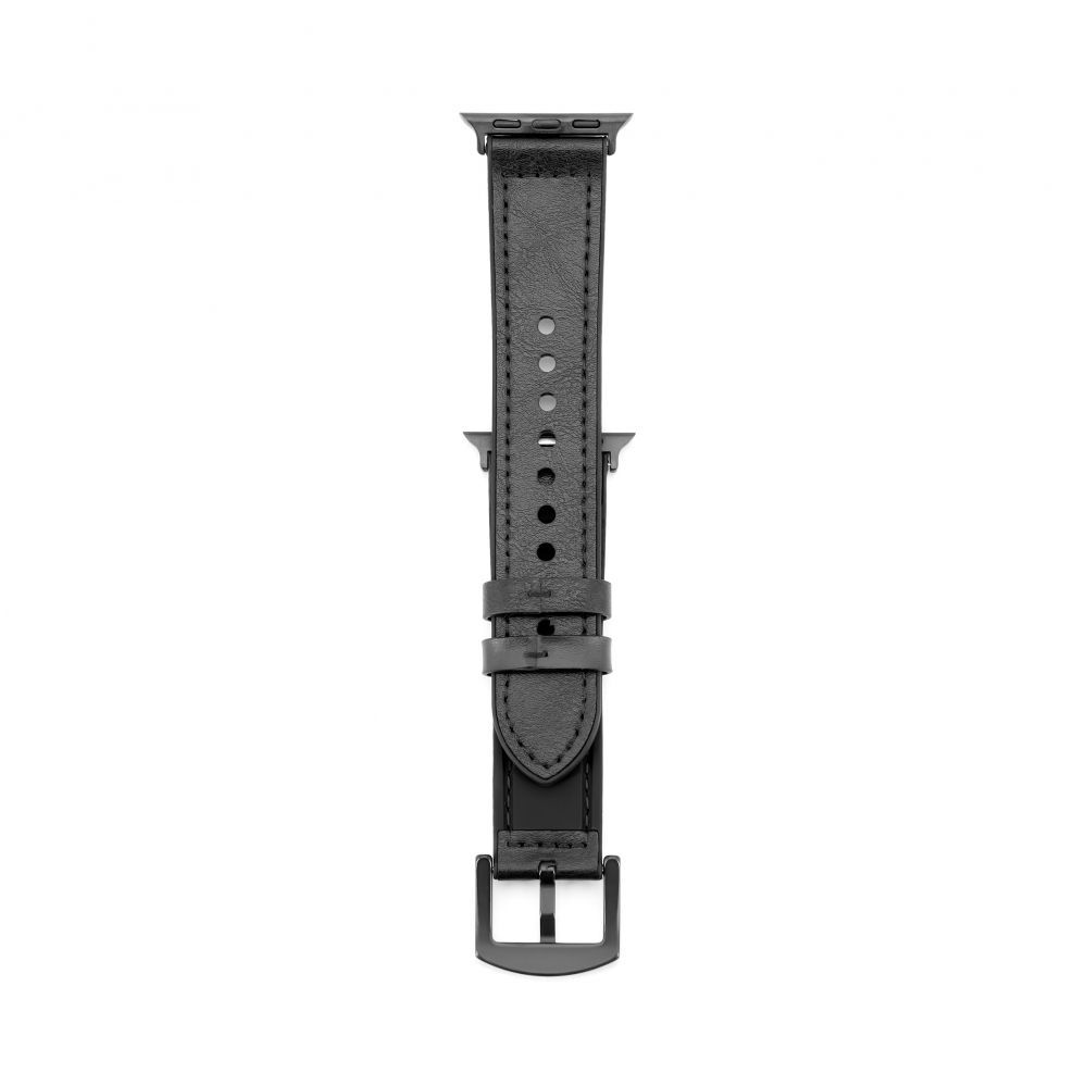 Rihm Connect Watch 42/44/45mm Silicone patch Leather Watch Strap (132mm M/L) Black
