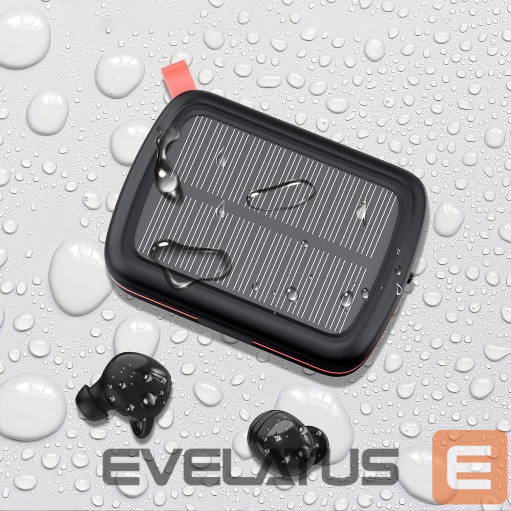 juhtmega kõlarid Choetech Choetech TWS wireless headphones waterproof with solar panel and built-in 2500mAh powerbank black (BH-T05)