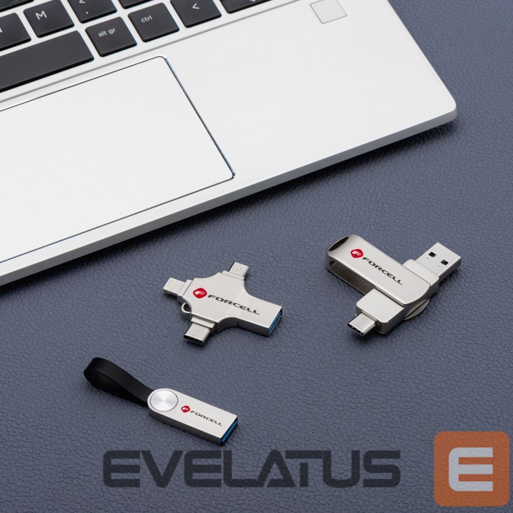 Mälukaardid Forcell Pendrive 64GB USB 3.2 Gen 1 (USB A / USB C) Forcell F-Data Metal Duo silver