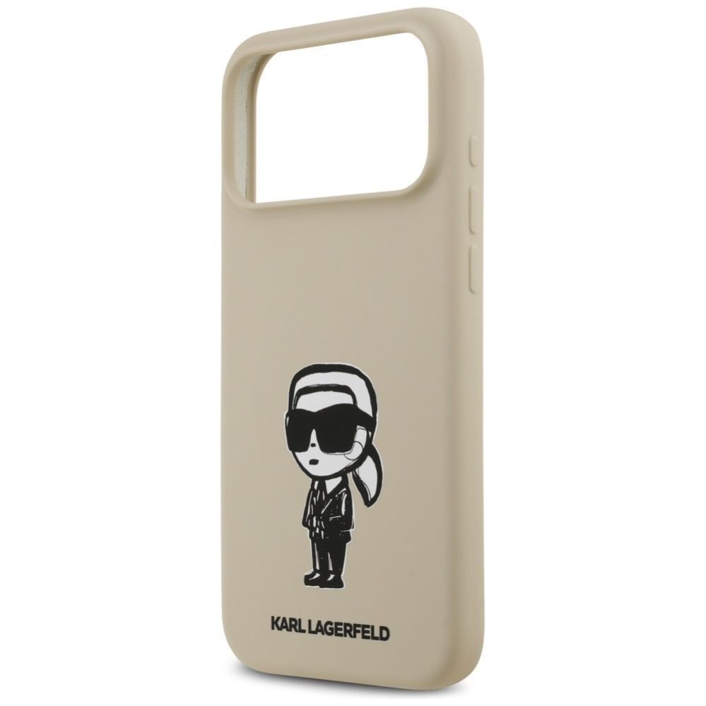 Tagakaaned Karl Lagerfeld Apple iPhone 17 Pro Max MagSafe case compatible Silicone W/ KL Sketch & Logo Brown