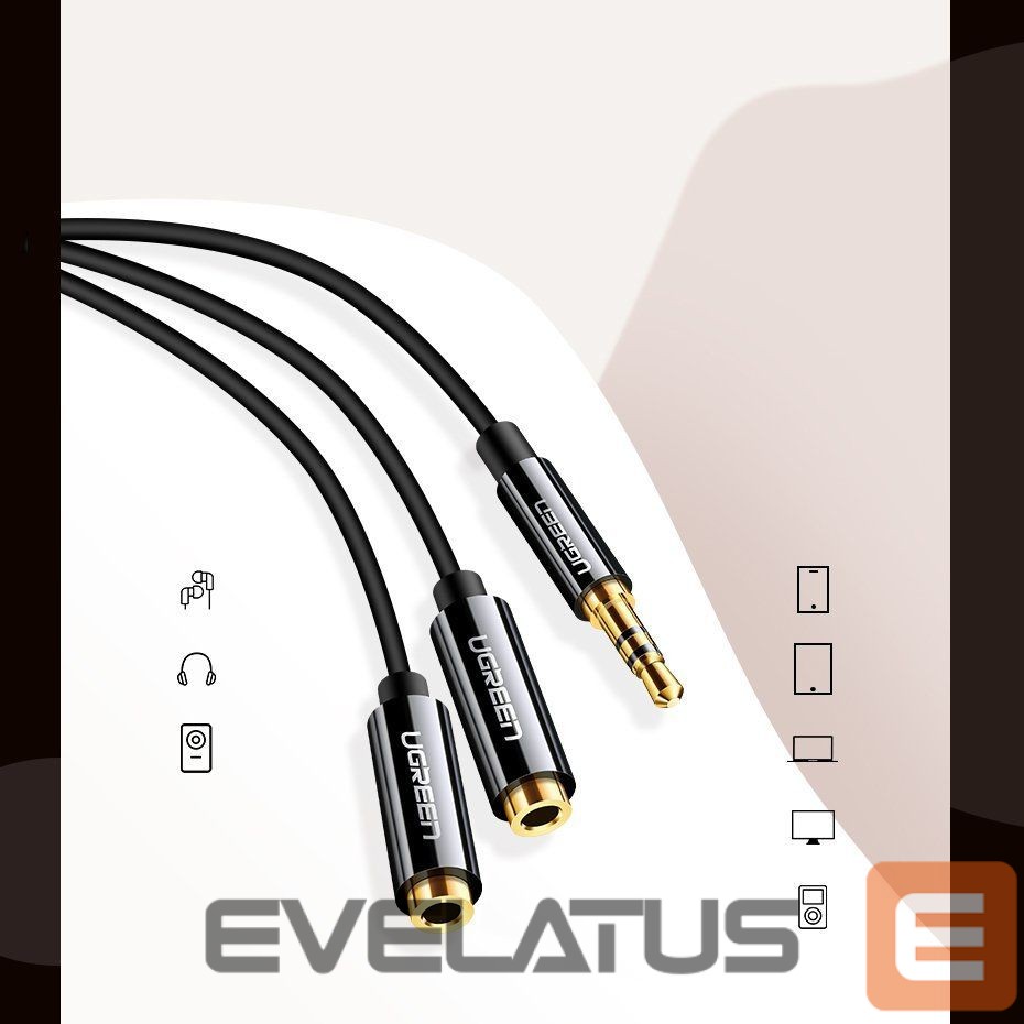 Kaabel Ugreen cable 3.5 mm headphone splitter mini jack AUX 25cm black (20816) Black