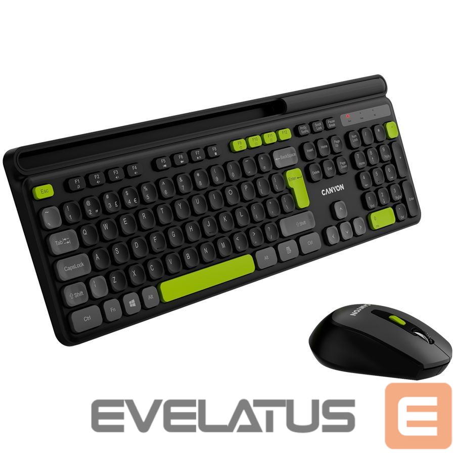 Computer keyboard Canyon CANYON HSET-W5 EN Keyboard+Mouse AAA+AA Wireless Black
