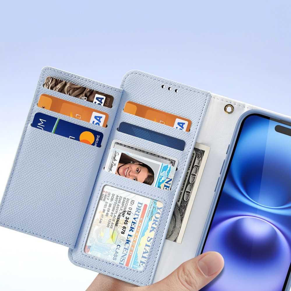 Tagakaaned Dux Ducis Dux Ducis Lawa iPhone 16 Leather Case with Detachable Magnetic Wallet - Blue