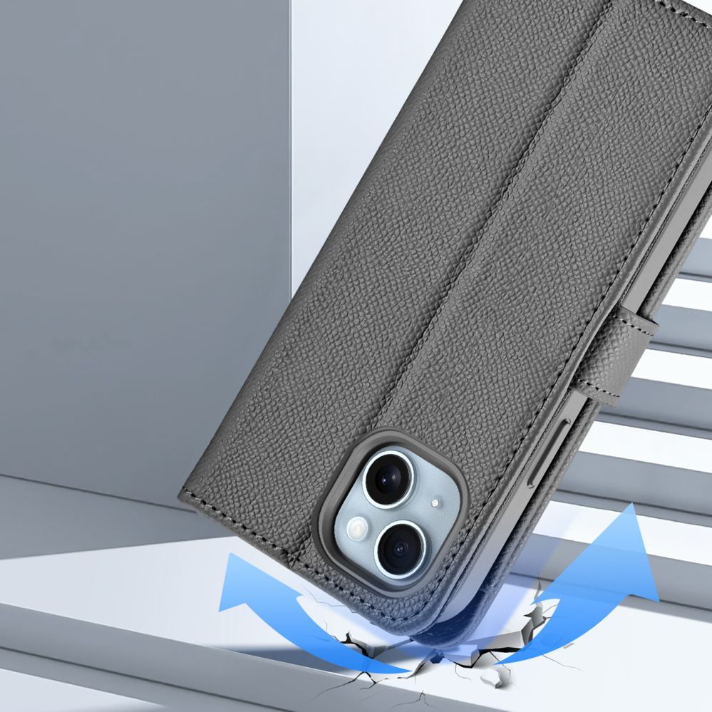 Back panel cover Dux Ducis Dux Ducis Lawa Leather Case for iPhone 15 - Gray