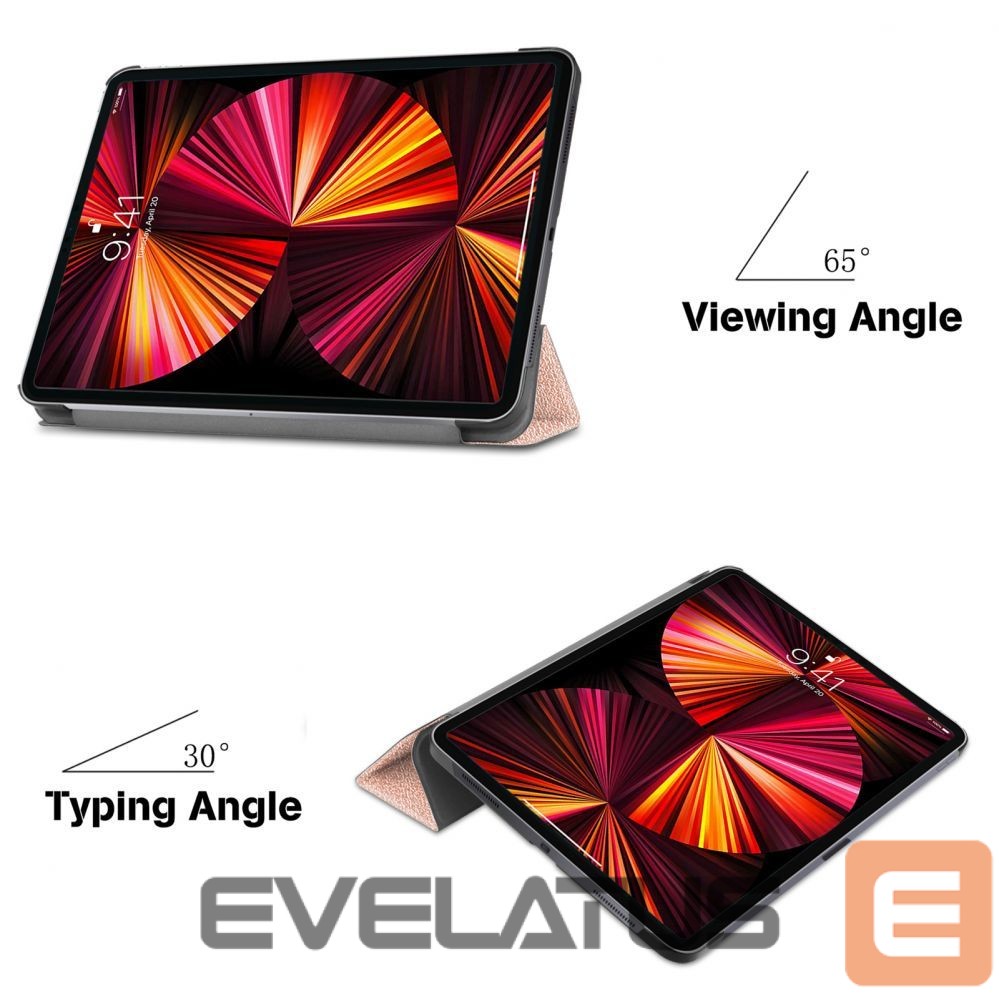 Kaaned iLike Galaxy Tab S9 Ultra 14.6 Tri-Fold Eco-Leather Stand Case Rose Gold