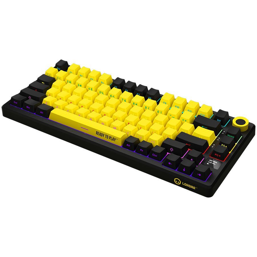 Computer keyboard LORGAR LORGAR KBP7075W, Wireless 75% Mechanical Gaming Keyboard Pro, Black/yellow, EN layout