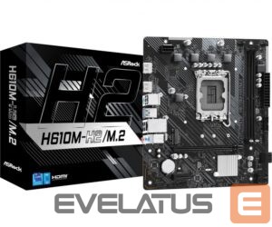 Intel procesoriaus pagrindinė plokštė Asrock  Mainboard||Intel H610|LGA1700|Micro-ATX|Memory DDR4|Memory slots 2|1xPCI-Express 3.0 1x|1xPCI-Express 4.0 16x|1xM.2|2xHDMI|4xUSB 2.0|2xUSB 3.2|1xPS/2|1xRJ45|3xAudio port|H610M-H2/M.2 