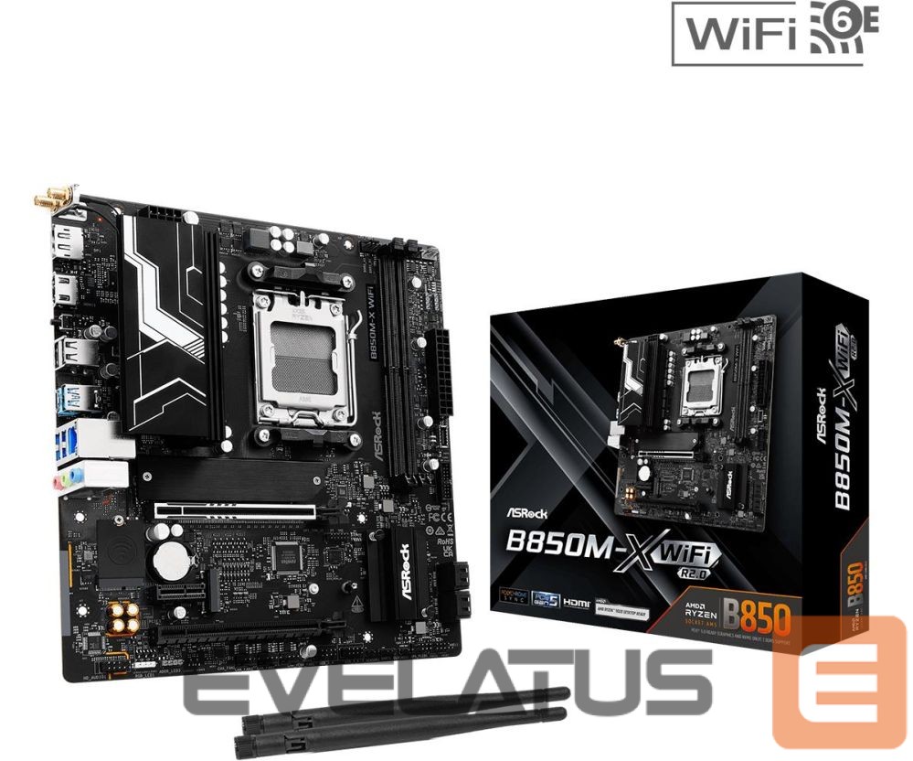 AMD protsessori emaplaat Asrock Mainboard||AMD B850|SAM5|Micro-ATX|Memory DDR5|Memory slots 2|B850M-XWIFIR2.0