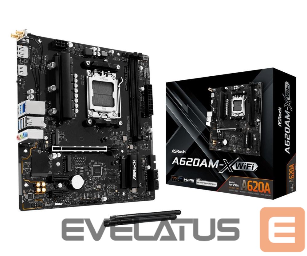 AMD protsessori emaplaat Asrock Mainboard||AMD A620|SAM5|Micro-ATX|Memory DDR5|Memory slots 2|A620AM-XWIFI