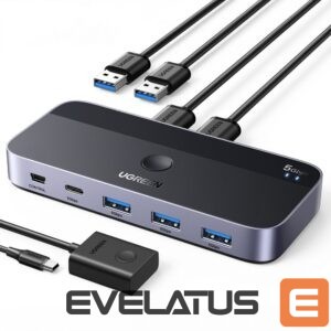 Parveidotājs Ugreen  Ugreen CM662 USB 3.0 switch 2-in-4 switch + 2x USB-A cable - black 