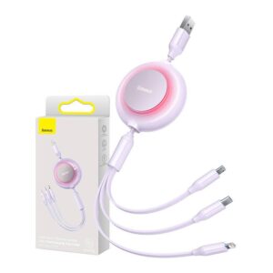 Cable Baseus  Baseus Bright Mirror 2, 3-in-1  USB 3-in-1 cable for micro USB / USB-C / Lightning 3.5A 1.1m (Purple) 