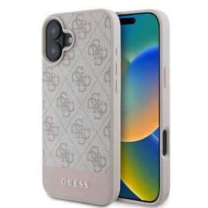 Aizmugurējais vāciņš Guess  Guess 4G Bottom Stripe iPhone 16 Case - Pink 