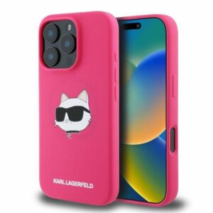 Aizmugurējais vāciņš Karl Lagerfeld  Karl Lagerfeld Silicone Choupette Head Print MagSafe iPhone 16 Pro Max Case - Fuchsia 
