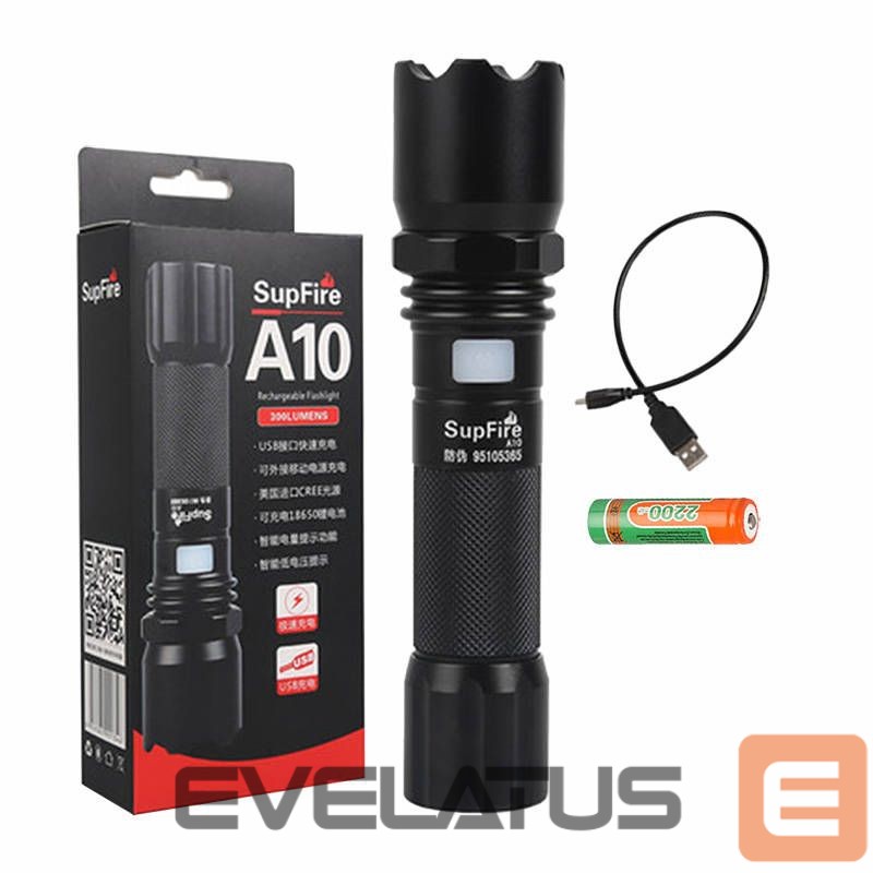 LED taskulamp Supcase Flashlight Superfire A10, 550lm, USB